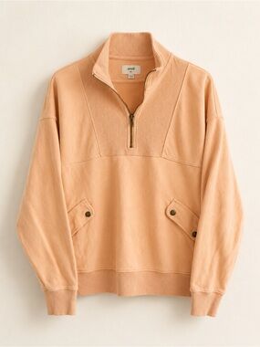 Aerie 100% Cotton Quarter-Zip Pullover Peach